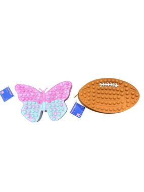 Pop Fidget Butterfly & Football Pencil Pouches For Kids Ages 3+ Silicone Multi-C